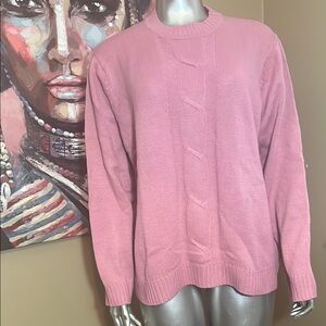 Haband! Vtg vintage pink sweater long sleeved size large 80s stretchy warm cozy